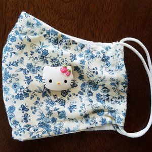 Face Mask KIDS Blue Floral Hello Kitty #1